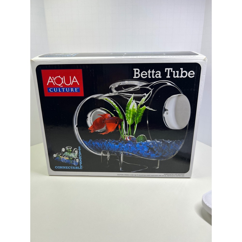 Aqua Culture Betta‎ Tube Stackable Connectable Fish Tank Habitat Clear